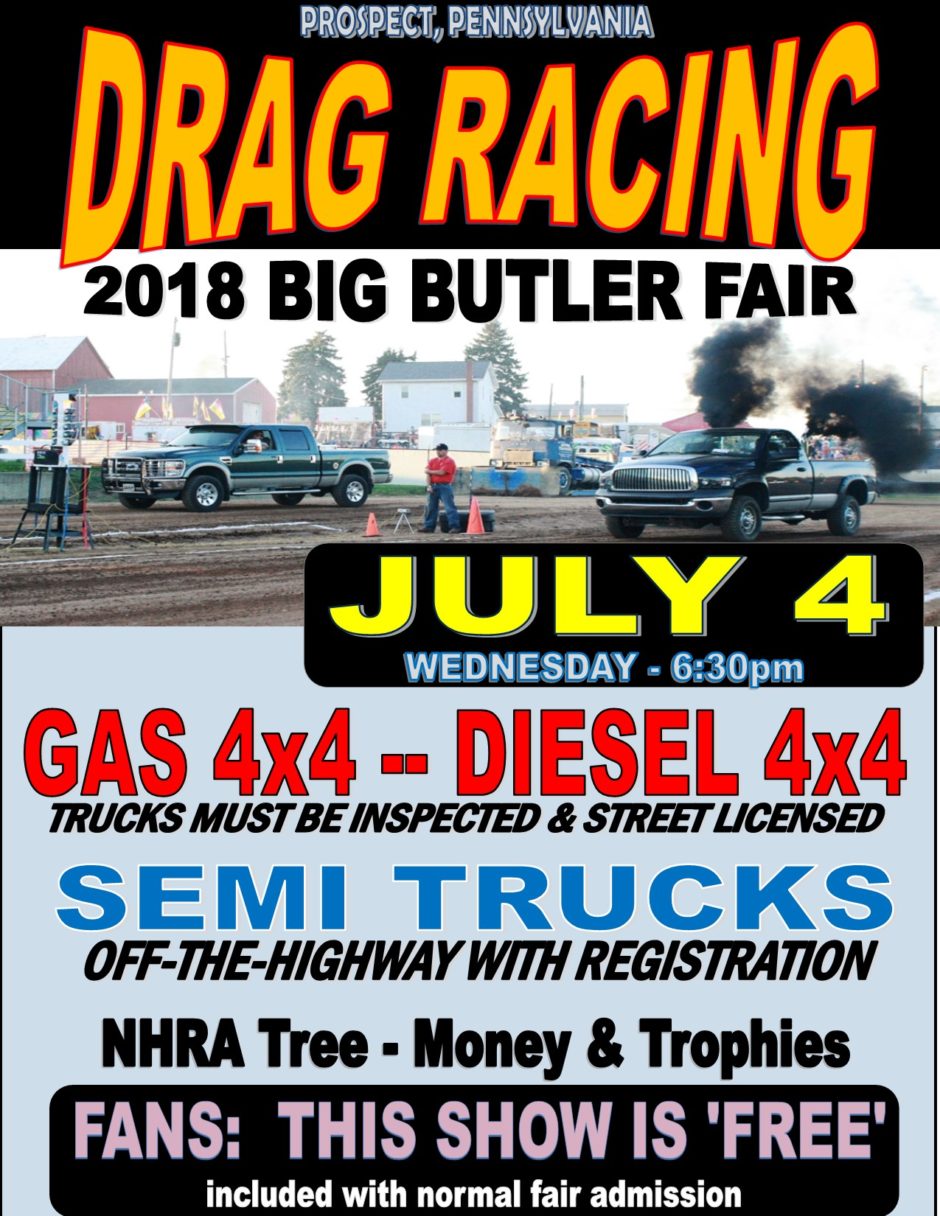 BIG BUTLER FAIR ~ WEDNESDAY ~ TRUCK & SEMI DRAG RACING – Full Pull ...