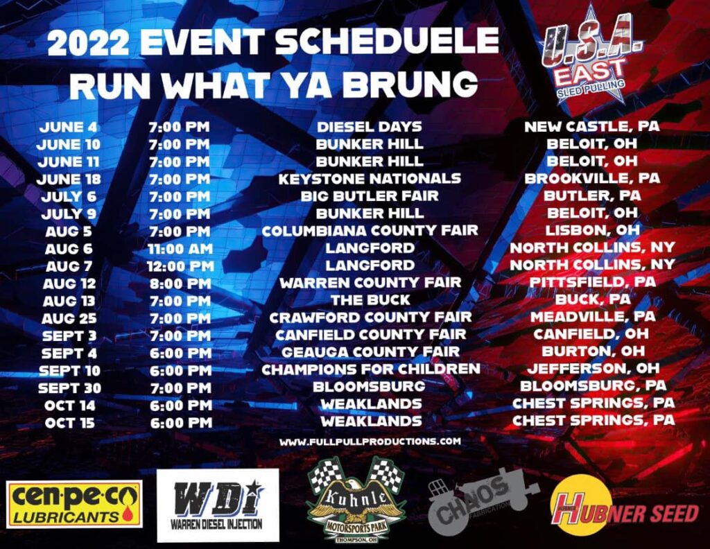Run What Ya Brung Official Schedule Full Pull Productions LLC
